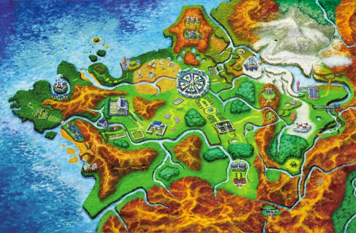 carte imaginaire du monde de Pokemon